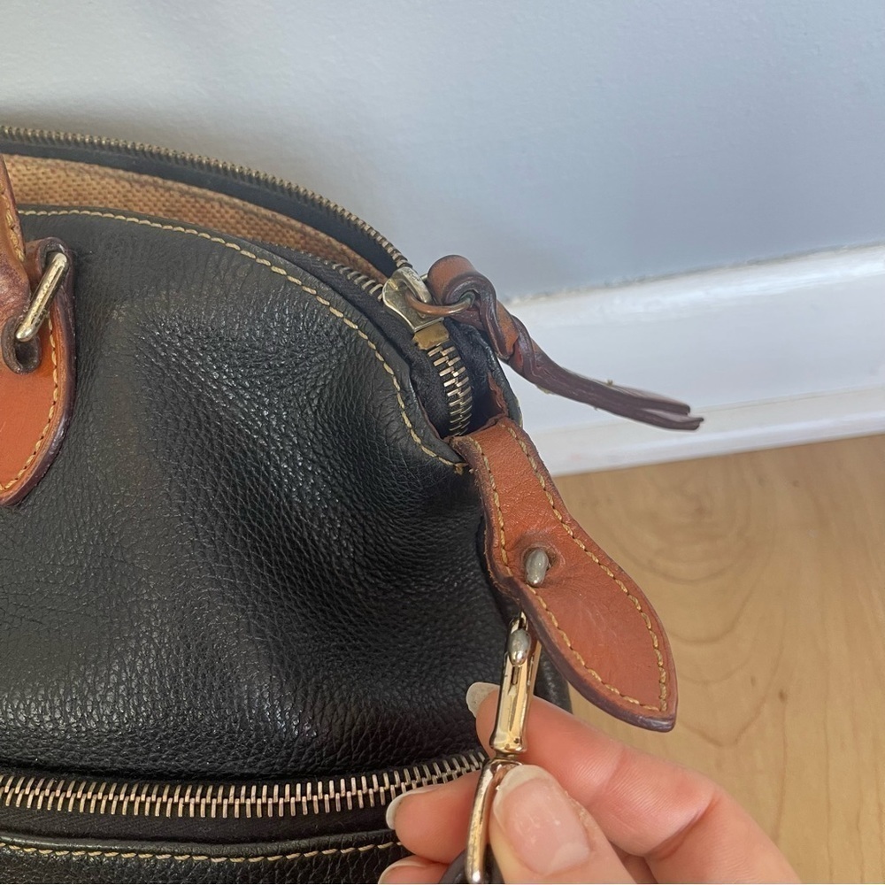 Dooney & Bourke Dillen Pebbled Leather Double Pockets Handbag Black Hobo Bag - Picture 8 of 14